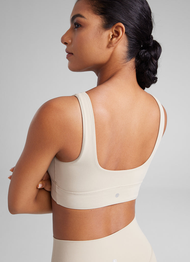 CRZ YOGA Women's Yoga Low Support Butterluxe Sport Bra U Back Longline Mojave Tan
