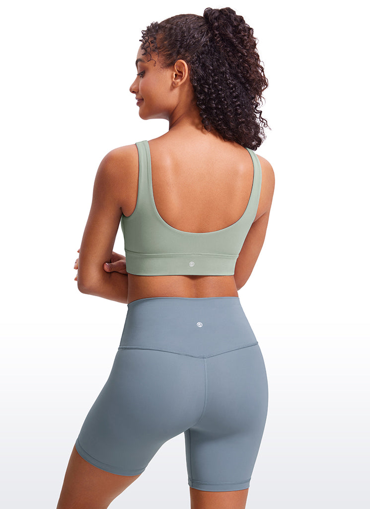 CRZ YOGA Women's Yoga Low Support Butterluxe Sport Bra U Back Longline Green Palm Court