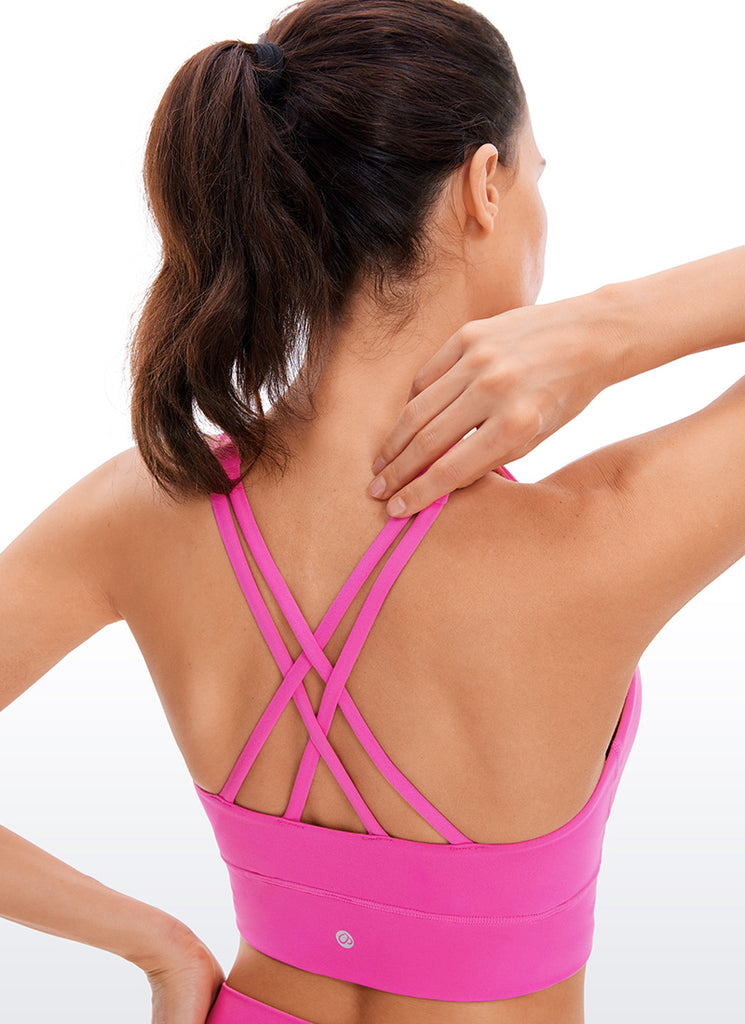 CRZ YOGA Women's Training Medium Support Butterluxe Bra Strappy back Light Purple