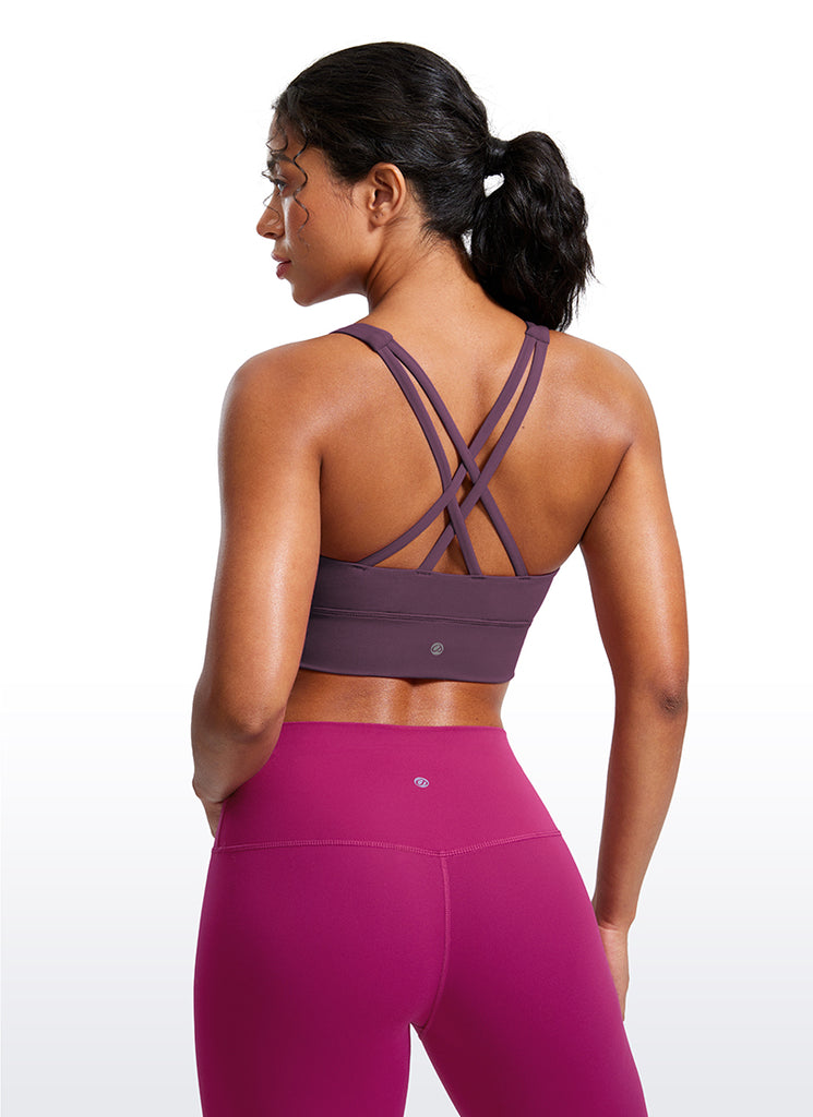 CRZ YOGA Women's Training Medium Support Butterluxe Bra Strappy back Washed Mauve