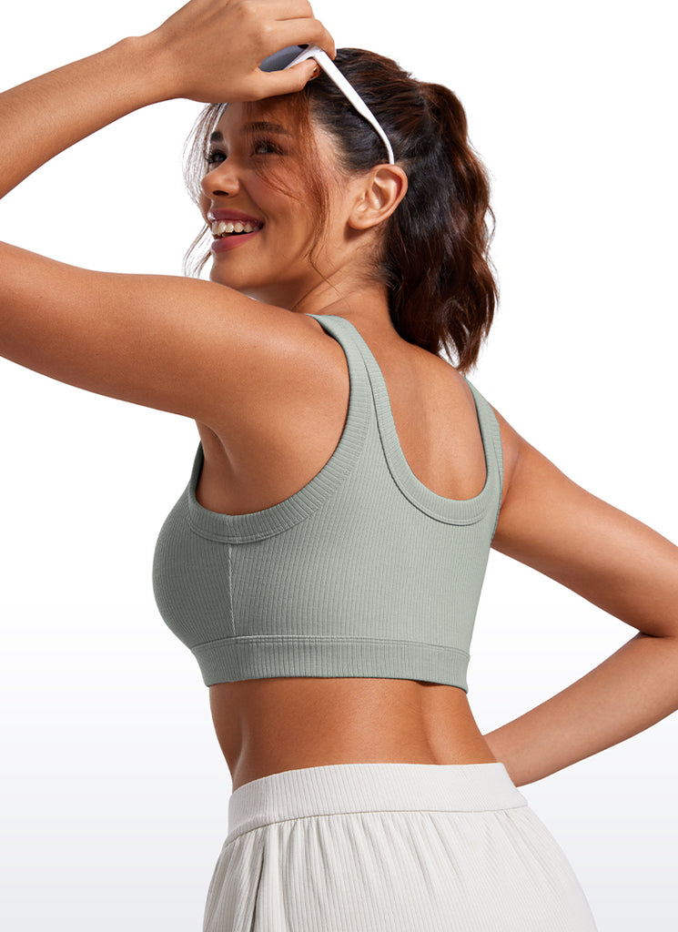 CRZ YOGA Women U Back Wireless Medium Impact Ribbed Sports Bras Sterling