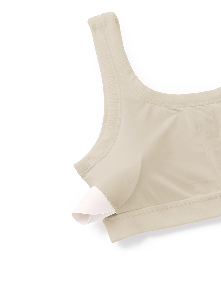 CRZ YOGA Women U Back Wireless Medium Impact Ribbed Sports Bras Mojave Tan