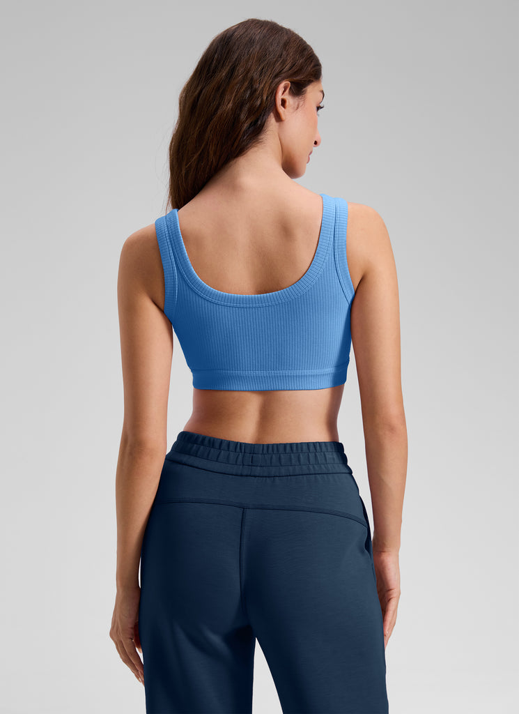 CRZ YOGA Women U Back Wireless Medium Impact Ribbed Sports Bras Mojave Tan