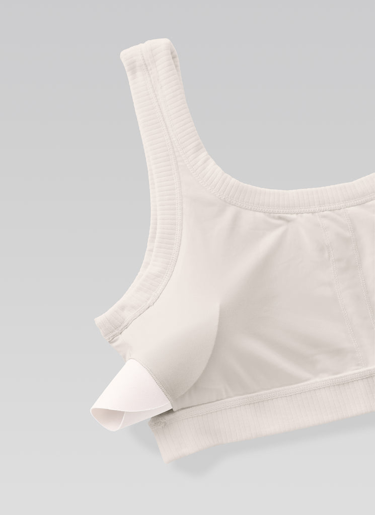 CRZ YOGA Women U Back Wireless Medium Impact Ribbed Sports Bras White Apricot