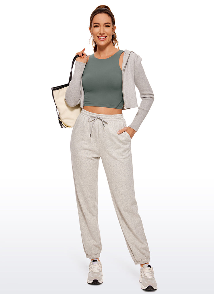 CRZ YOGA Women's Yoga Low Support Butterluxe High Neck Bra U Back Grey Sage