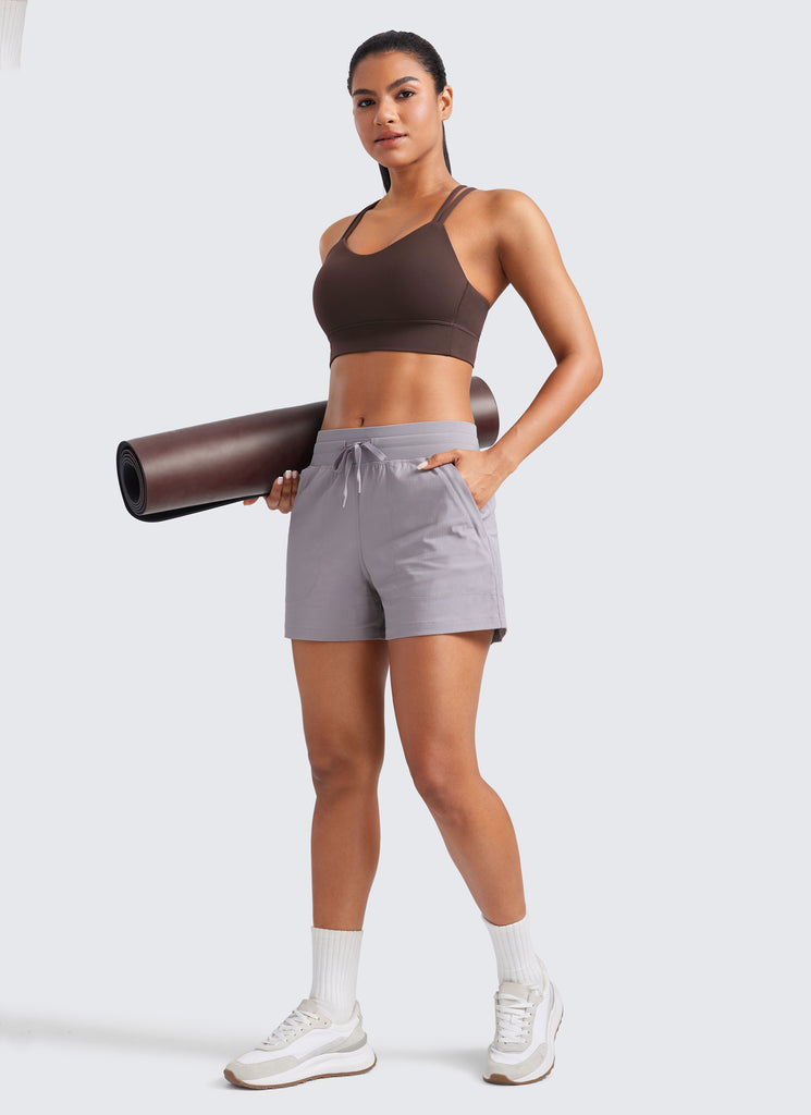 CRZ YOGA Womens Butterluxe Strappy Longline Criss Cross Molded Cup Bra Oasis Blue