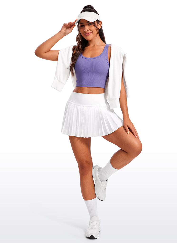 CRZ YOGA Women Longline U Neck Medium Impact Ribbed Sports Bras True Navy