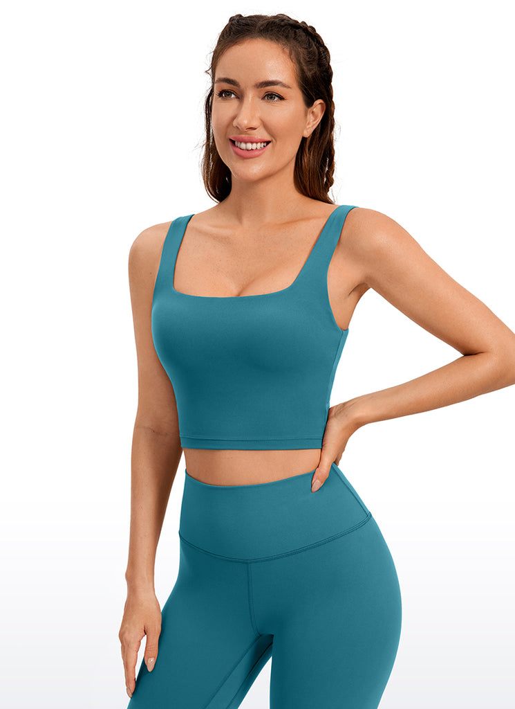 CRZ YOGA Women's Yoga Low Impact Butterluxe Longline Bra Square Neck Arctic Plum