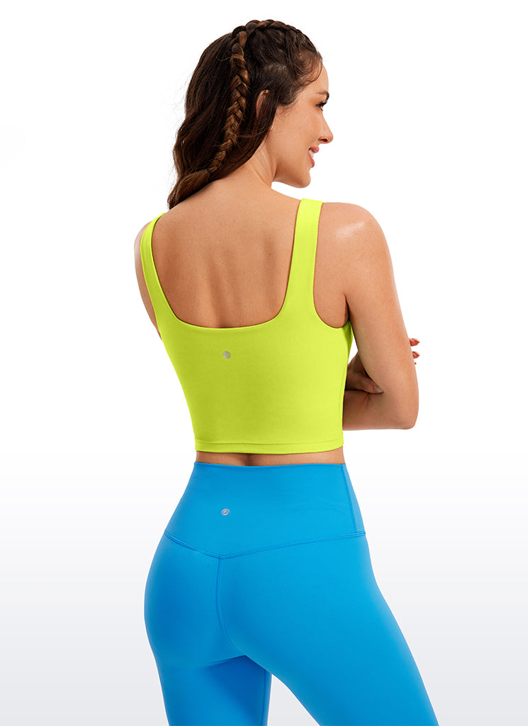 CRZ YOGA Women's Yoga Low Impact Butterluxe Longline Bra Square Neck Taupe