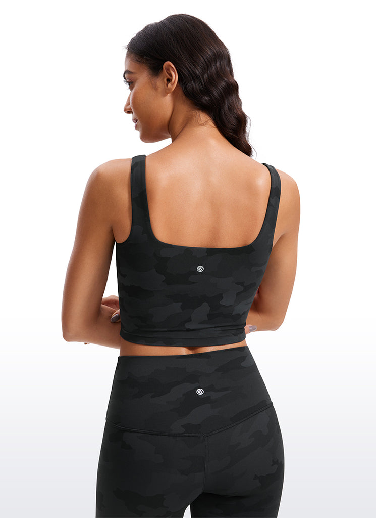 CRZ YOGA Women's Yoga Low Impact Butterluxe Longline Bra Square Neck Neon Yellow