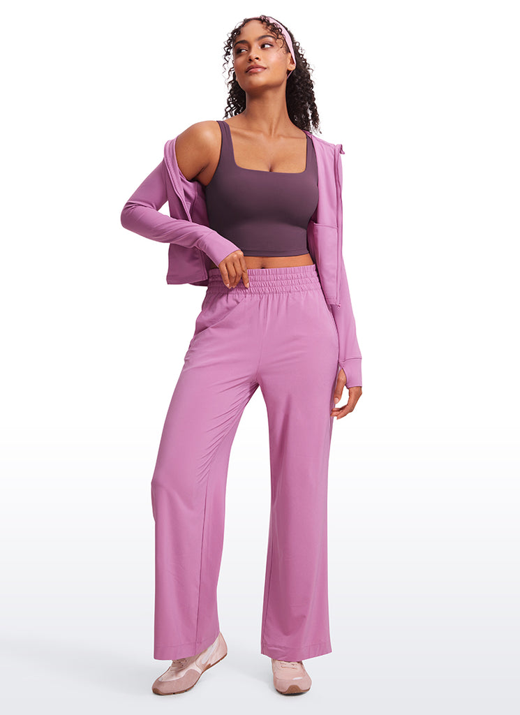 CRZ YOGA Women's Yoga Low Impact Butterluxe Longline Bra Square Neck Grape Thistle Purple