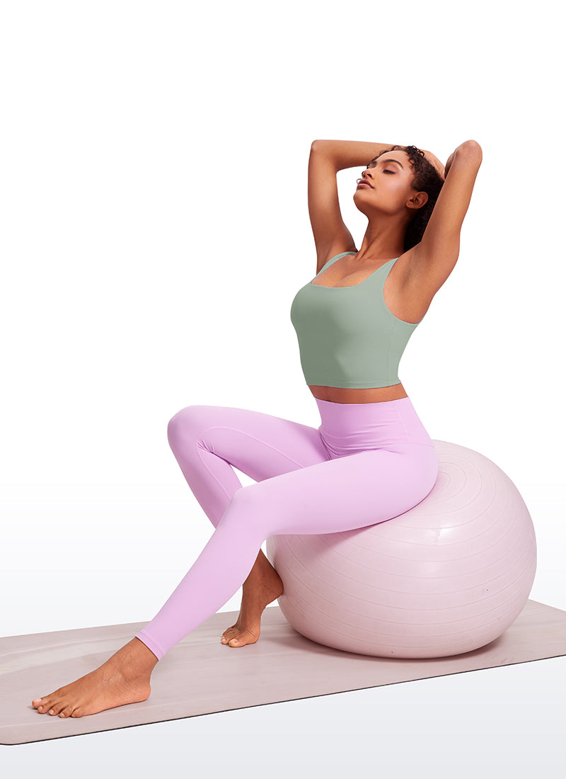 CRZ YOGA Women's Yoga Low Impact Butterluxe Longline Bra Square Neck Mysterious Grey