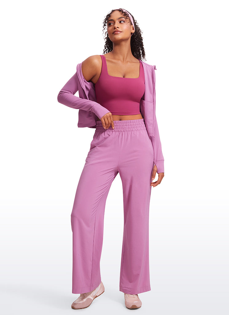 CRZ YOGA Women's Yoga Low Impact Butterluxe Longline Bra Square Neck Washed Mauve