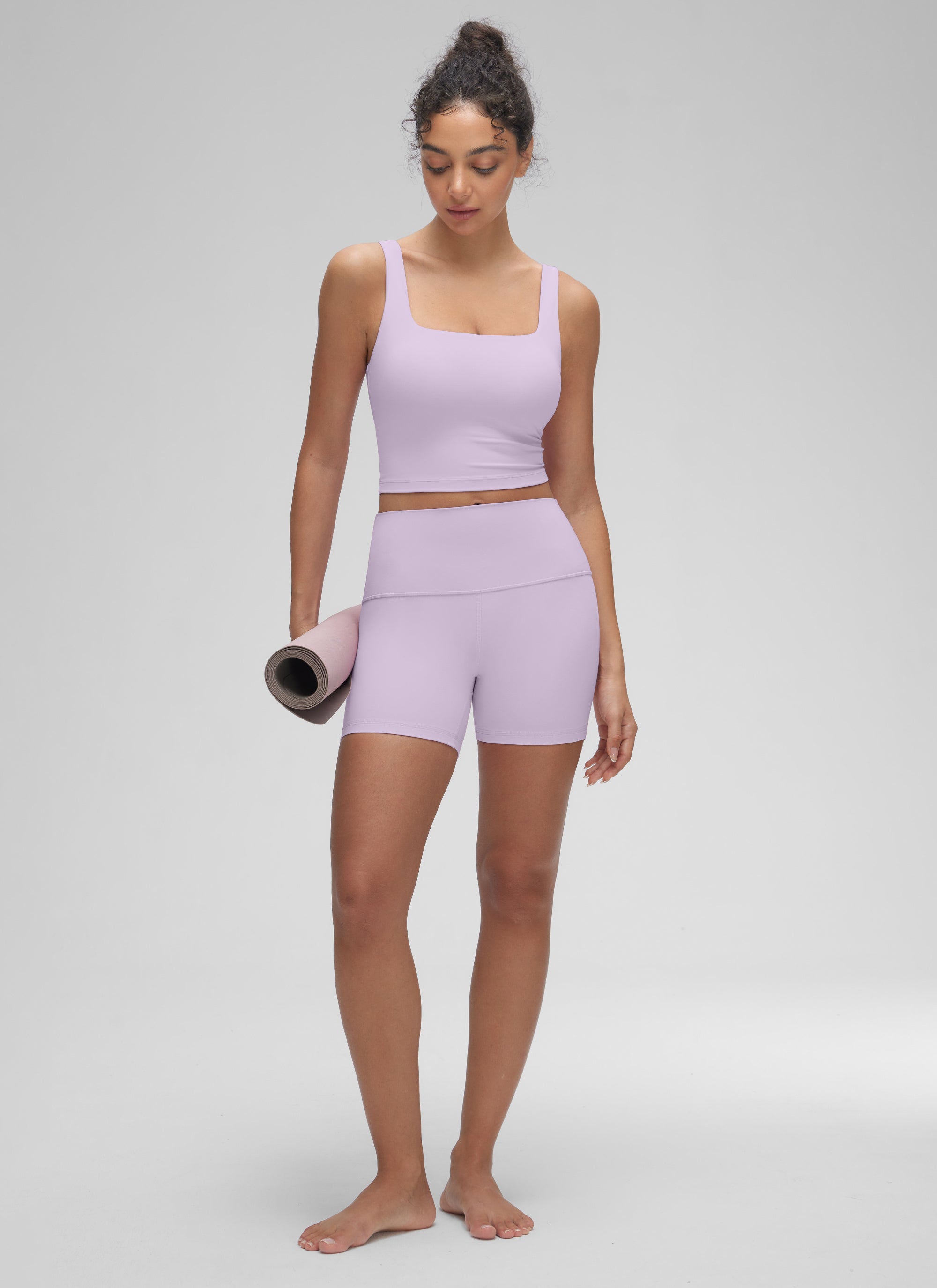 CRZ YOGA Women's Yoga Low Impact Butterluxe Longline Bra Square Neck Lilac Air