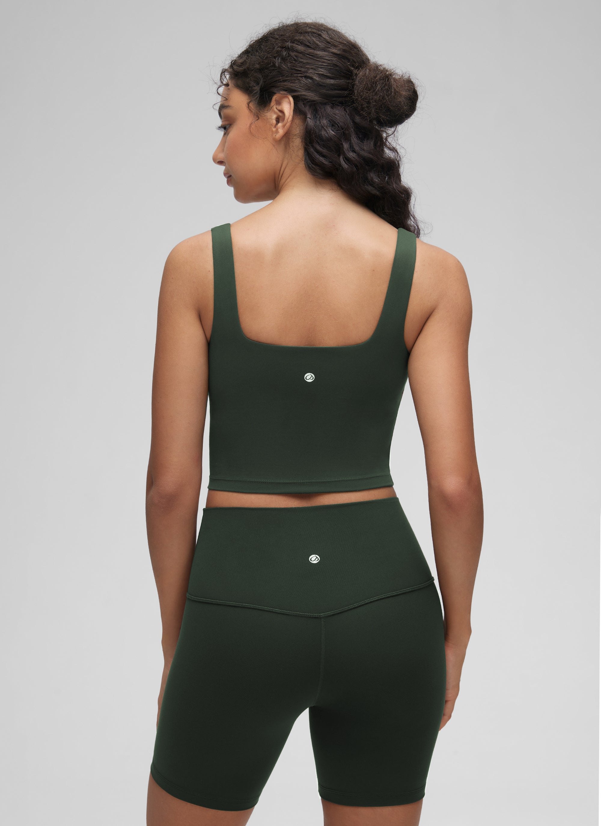 CRZ YOGA Women's Yoga Low Impact Butterluxe Longline Bra Square Neck Legend Green