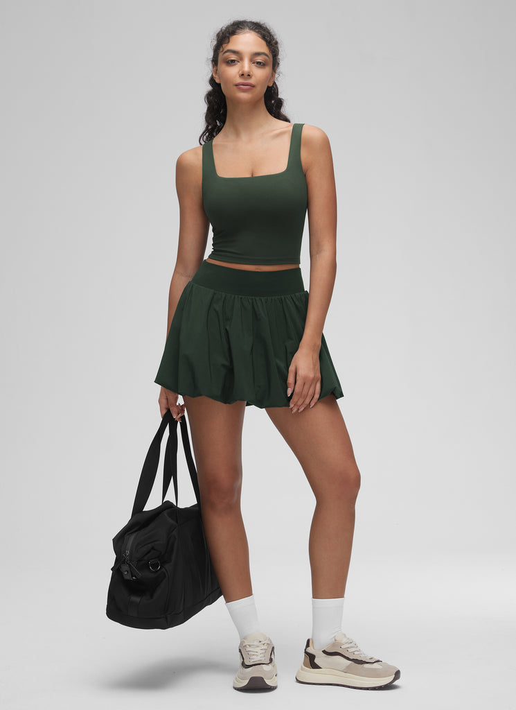 CRZ YOGA Women's Yoga Low Impact Butterluxe Longline Bra Square Neck Legend Green