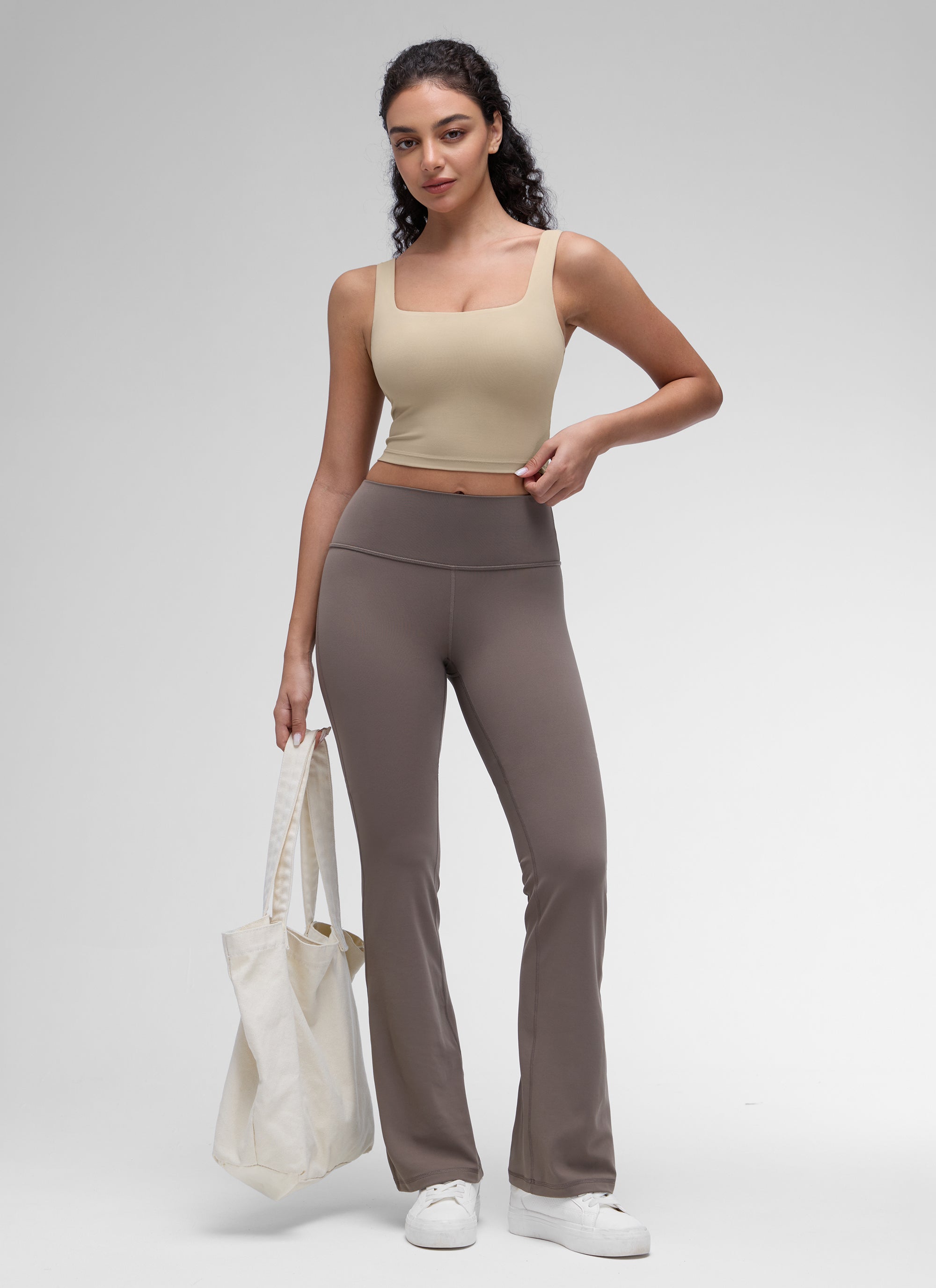 CRZ YOGA Women's Yoga Low Impact Butterluxe Longline Bra Square Neck Oak