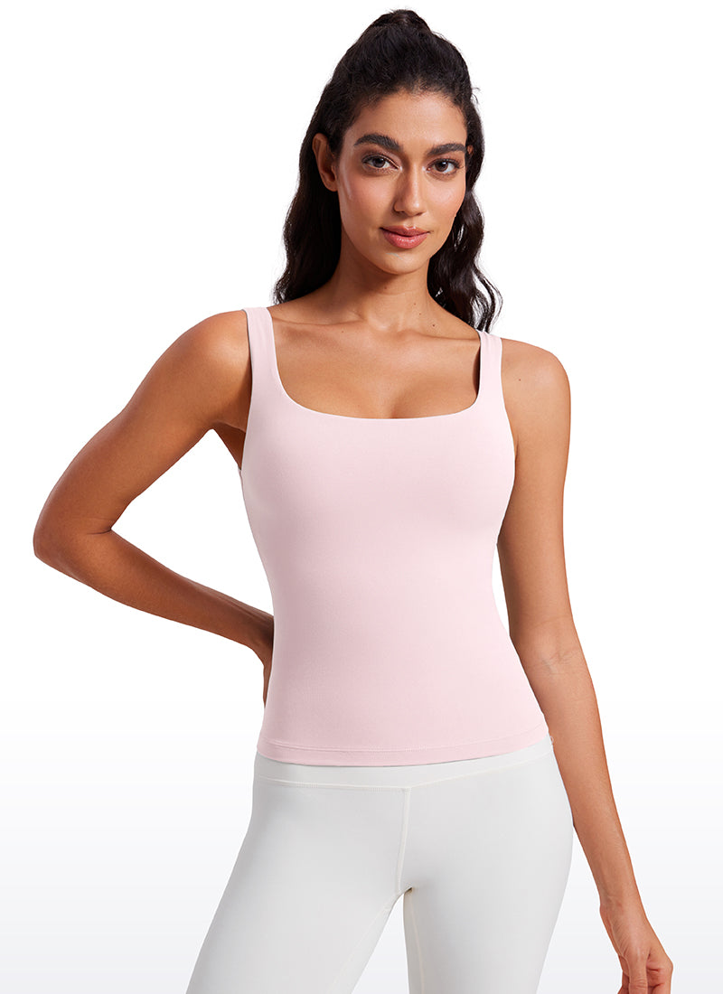 Butterluxe Taillenlanges Tanktop mit integriertem BH und U-Ausschnitt