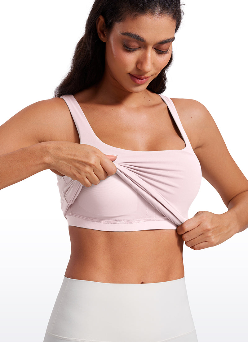 Butterluxe Waist Length Built-in Bra Tanks U Neck