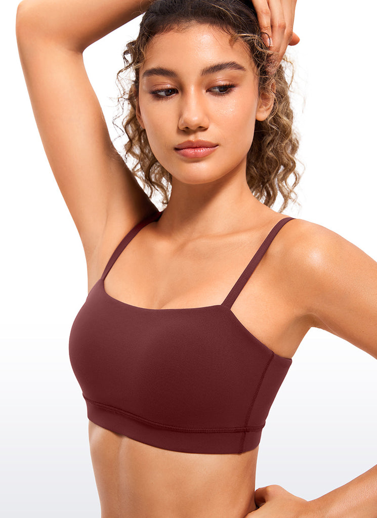 CRZ YOGA Womens Butterluxe  Adjustable Spaghetti Thin Strap Sports Bra Noctilucence Red