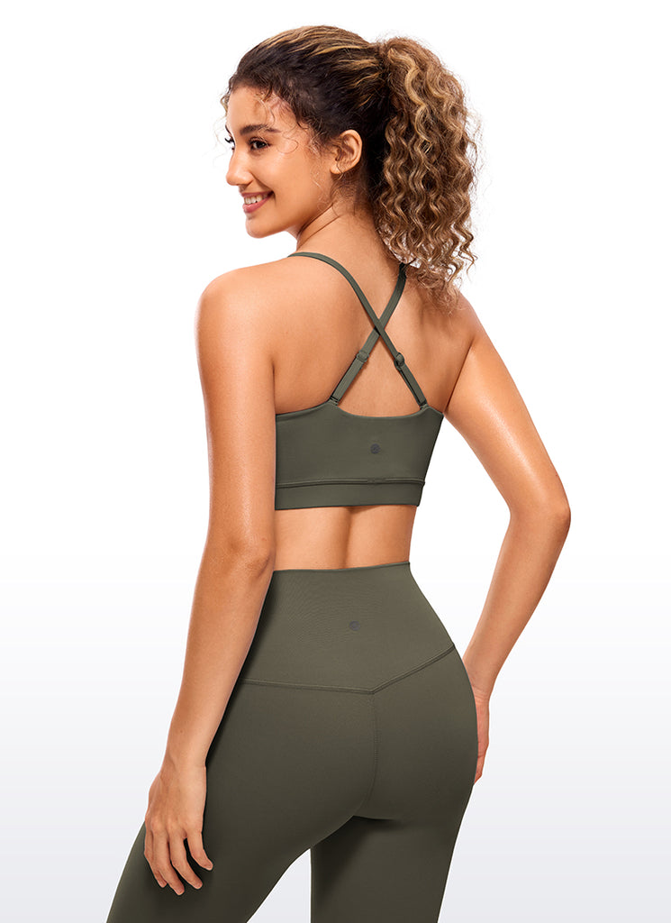 CRZ YOGA Womens Butterluxe  Adjustable Spaghetti Thin Strap Sports Bra Royal Lilac