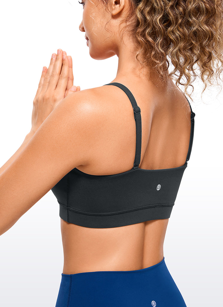 CRZ YOGA Womens Butterluxe  Adjustable Spaghetti Thin Strap Sports Bra Sparkle Blue