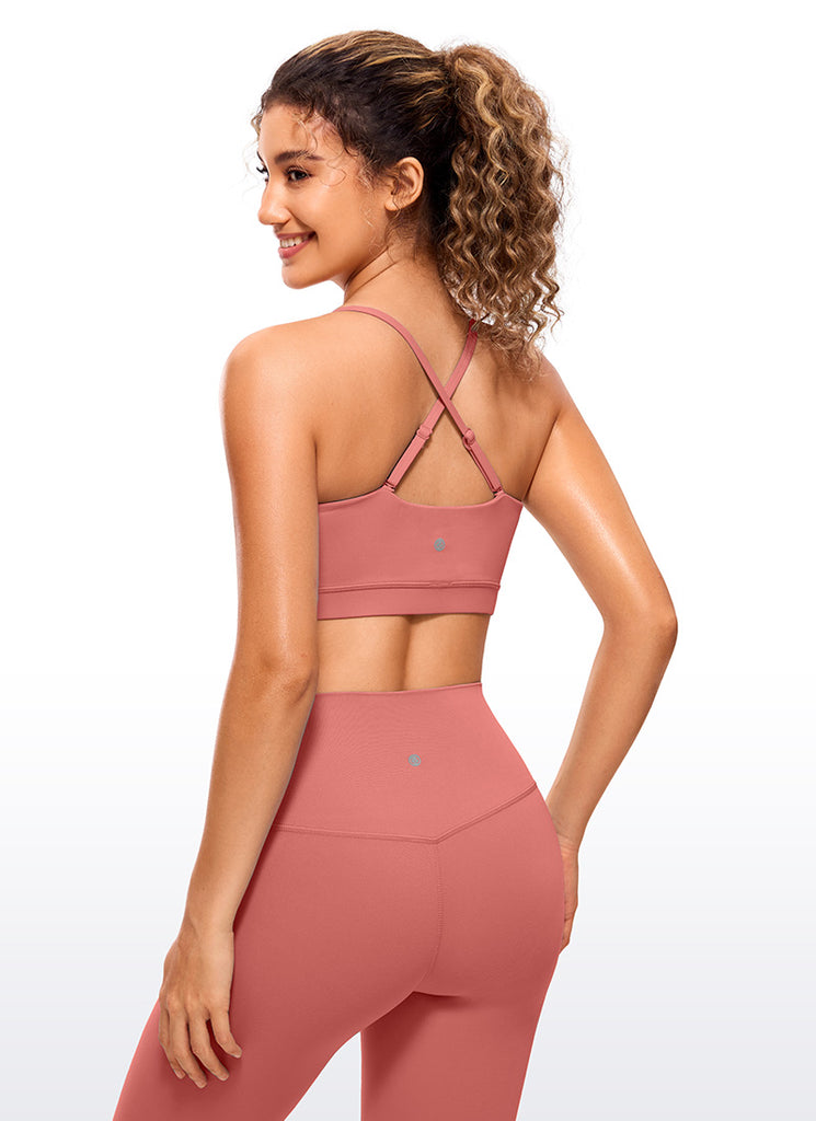 CRZ YOGA Womens Butterluxe  Adjustable Spaghetti Thin Strap Sports Bra High Visibility Yellow