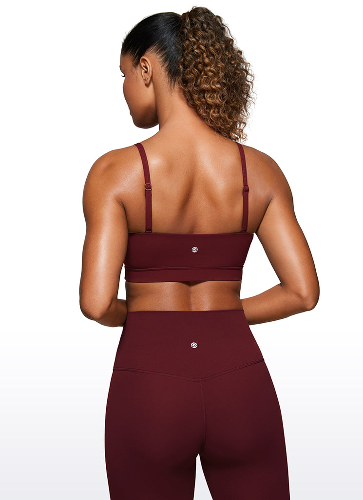 CRZ YOGA Womens Butterluxe  Adjustable Spaghetti Thin Strap Sports Bra Super-sonic Blue