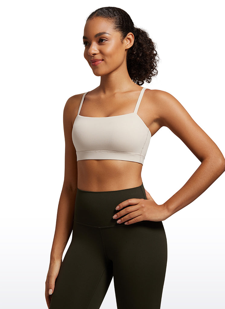 CRZ YOGA Womens Butterluxe  Adjustable Spaghetti Thin Strap Sports Bra Melanite