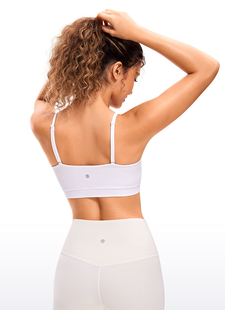 CRZ YOGA Womens Butterluxe  Adjustable Spaghetti Thin Strap Sports Bra Black