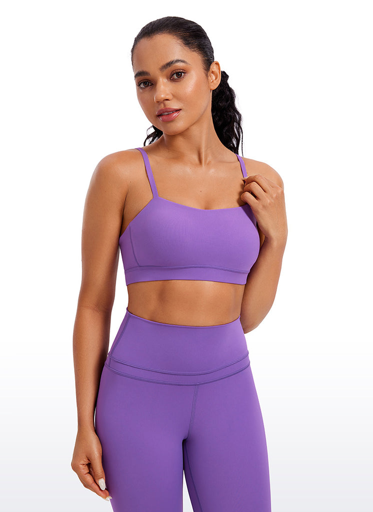CRZ YOGA Womens Butterluxe  Adjustable Spaghetti Thin Strap Sports Bra Royal Lilac
