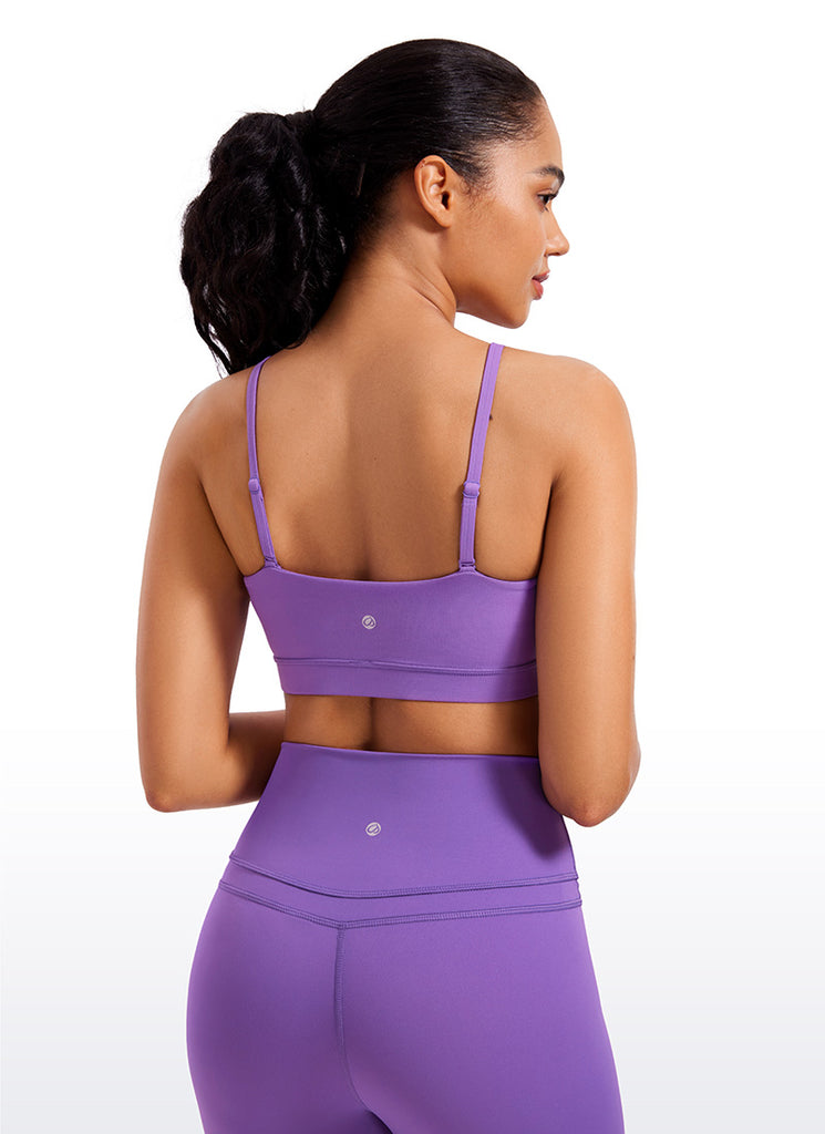 CRZ YOGA Womens Butterluxe  Adjustable Spaghetti Thin Strap Sports Bra Royal Lilac
