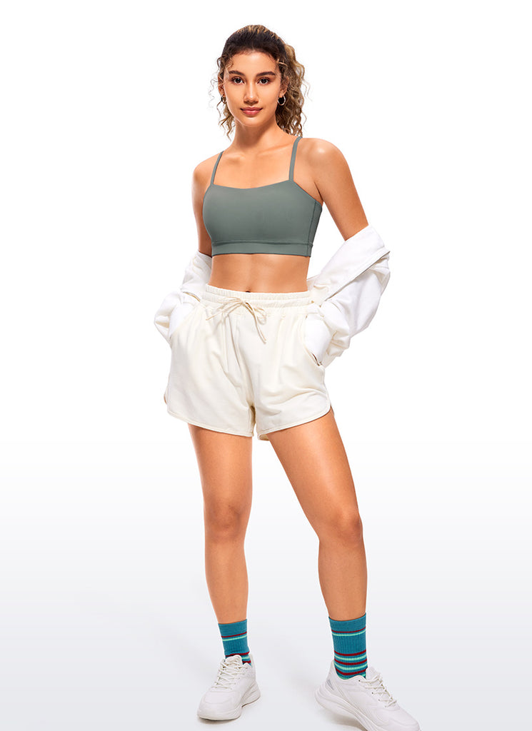 CRZ YOGA Womens Butterluxe  Adjustable Spaghetti Thin Strap Sports Bra Grey Sage