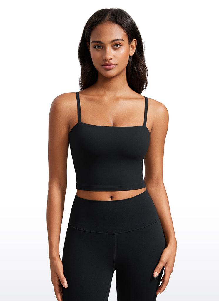 CRZ YOGA Womens Butterluxe Longline Adjustable Thin Strap Sports Bra Hot Fudge Brown