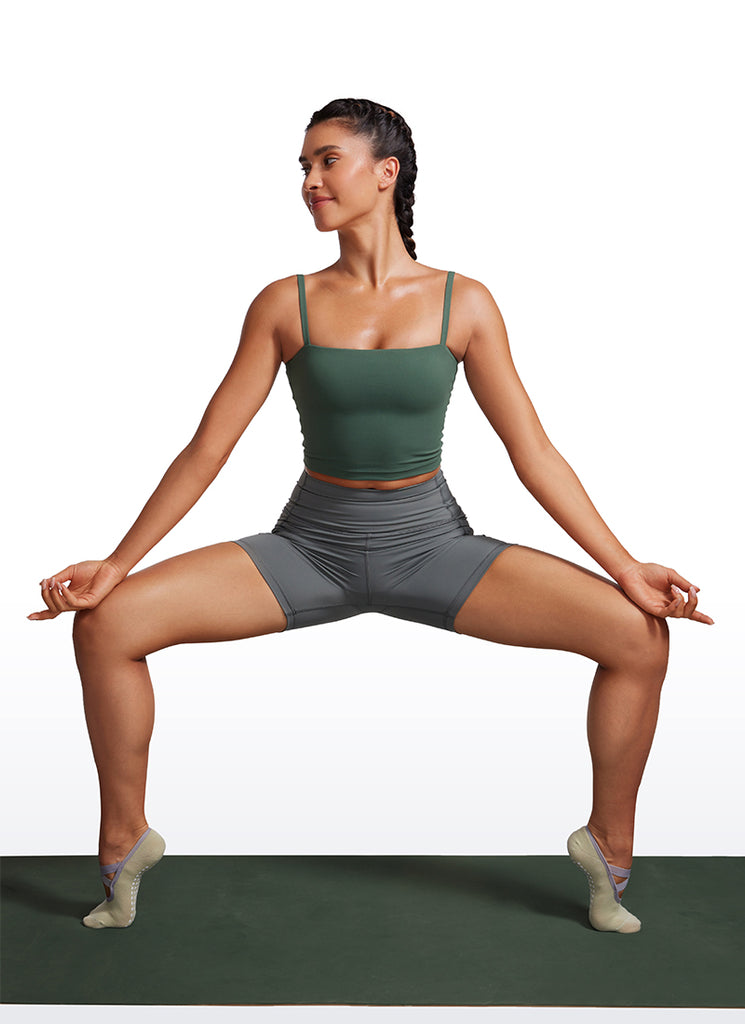 CRZ YOGA Womens Butterluxe Longline Adjustable Thin Strap Sports Bra Dark Forest Green