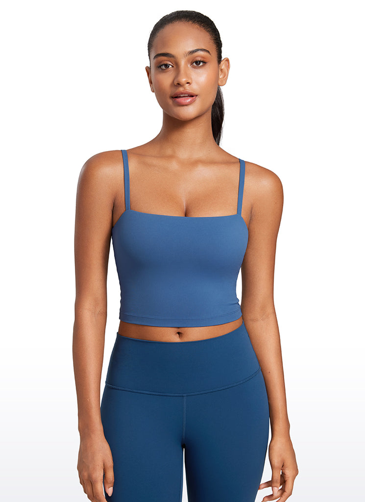 CRZ YOGA Womens Butterluxe Longline Adjustable Thin Strap Sports Bra Deep Red