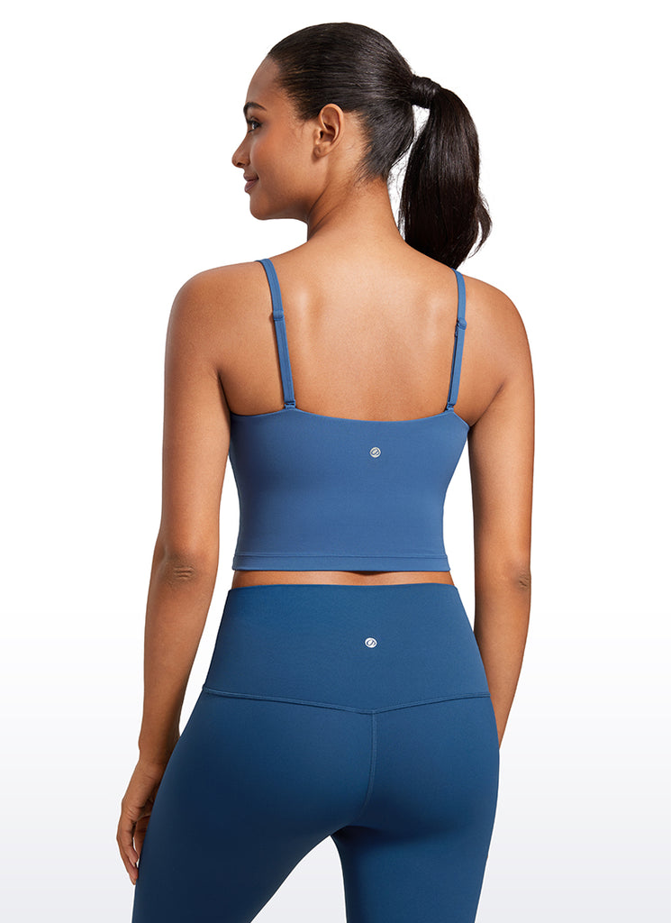 CRZ YOGA Womens Butterluxe Longline Adjustable Thin Strap Sports Bra Milky White