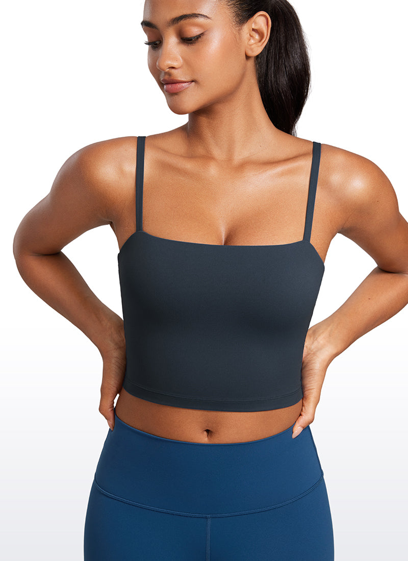 CRZ YOGA Womens Butterluxe Longline Adjustable Thin Strap Sports Bra True Navy @model_info:Lais