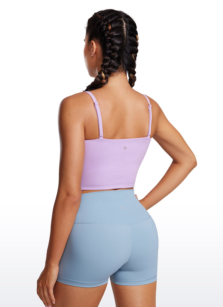 CRZ YOGA Womens Butterluxe Longline Adjustable Thin Strap Sports Bra Elfin Purple