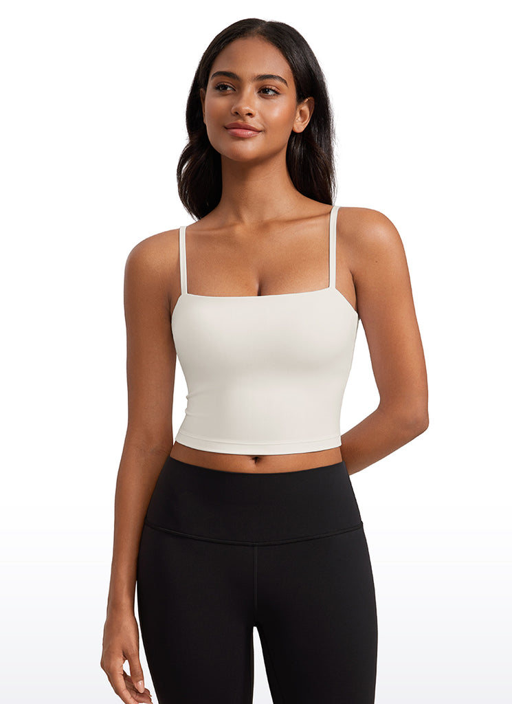 CRZ YOGA Womens Butterluxe Longline Adjustable Thin Strap Sports Bra Deep Red