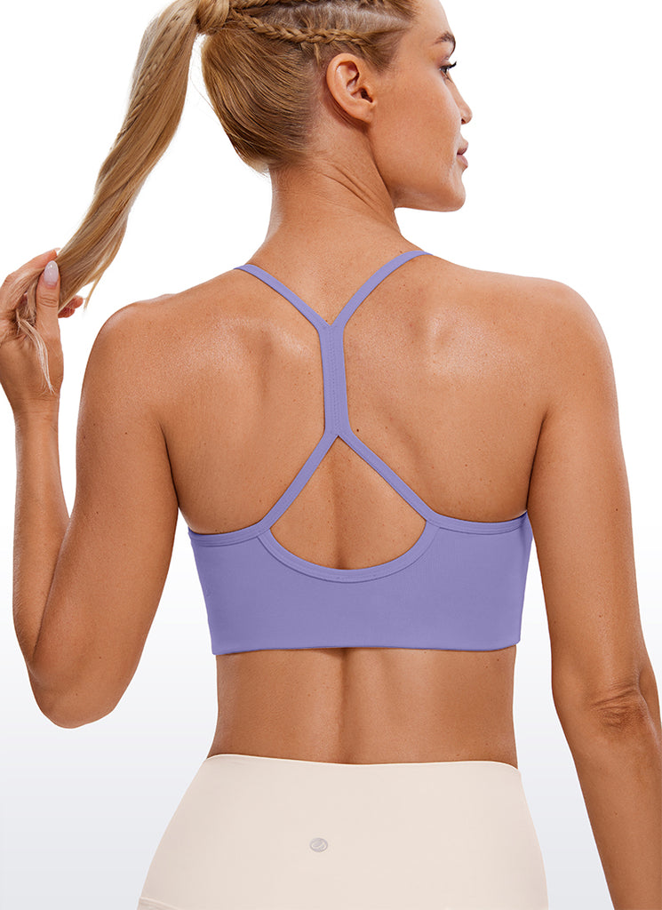 CRZ YOGA Butterluxe Womens High Neck Y Racerback Sports Bra Thin Strap Magenta Purple