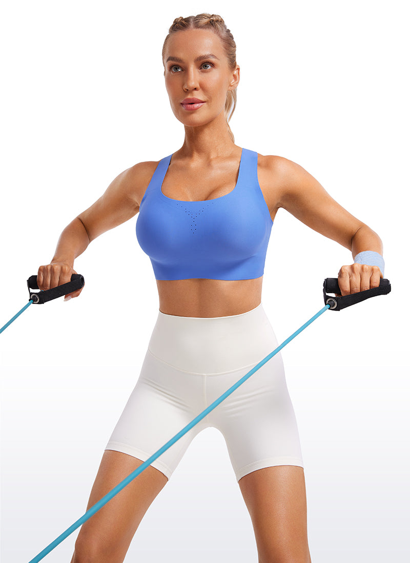 CRZ YOGA Womens U Neck High Impact Training Sports Bra Racerback Wild Indigo