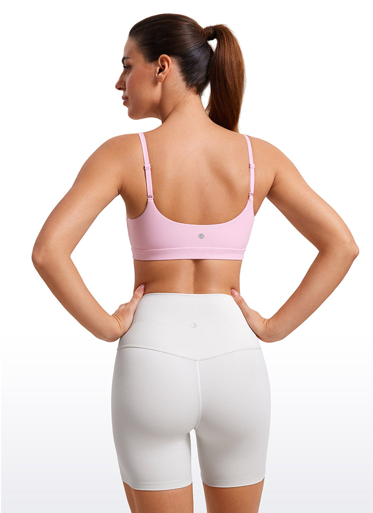 CRZ YOGA Womens Butterluxe Adjustable Spaghetti Strap Scoop Neck Bra Pink Peony