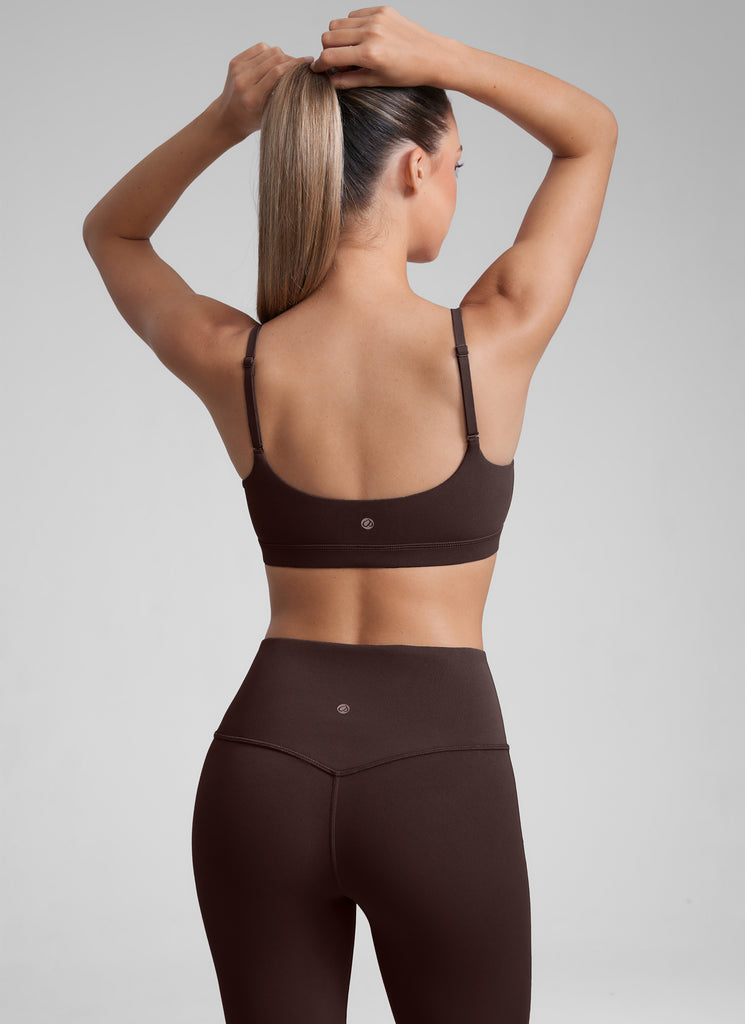 CRZ YOGA Womens Butterluxe Adjustable Spaghetti Strap Scoop Neck Bra Dark Forest Green