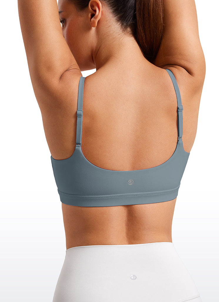 CRZ YOGA Womens Butterluxe Adjustable Spaghetti Strap Scoop Neck Bra Mojave Tan