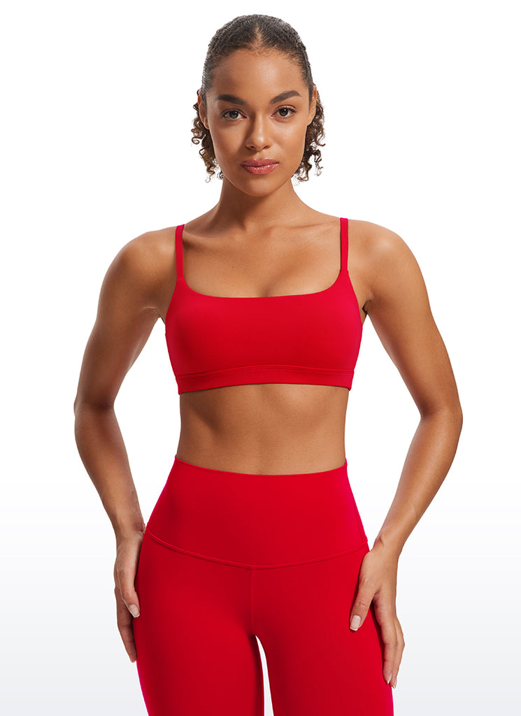 CRZ YOGA Womens Butterluxe Adjustable Spaghetti Strap Scoop Neck Bra Red Chili