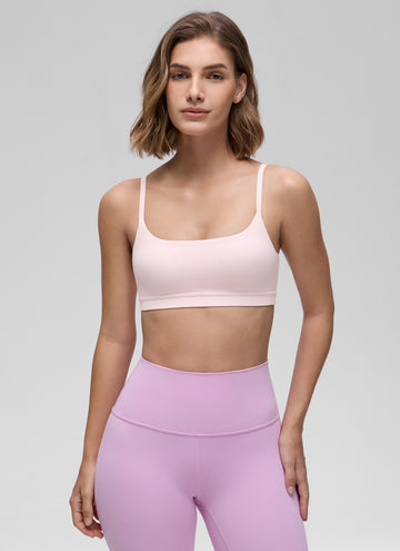 CRZ YOGA Womens Butterluxe Adjustable Spaghetti Strap Scoop Neck Bra Strawberry Pink
