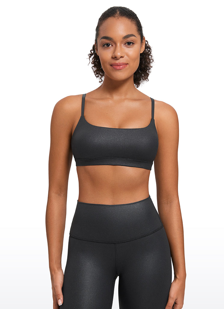 CRZ YOGA Womens Butterluxe Adjustable Spaghetti Strap Scoop Neck Bra Red Chili