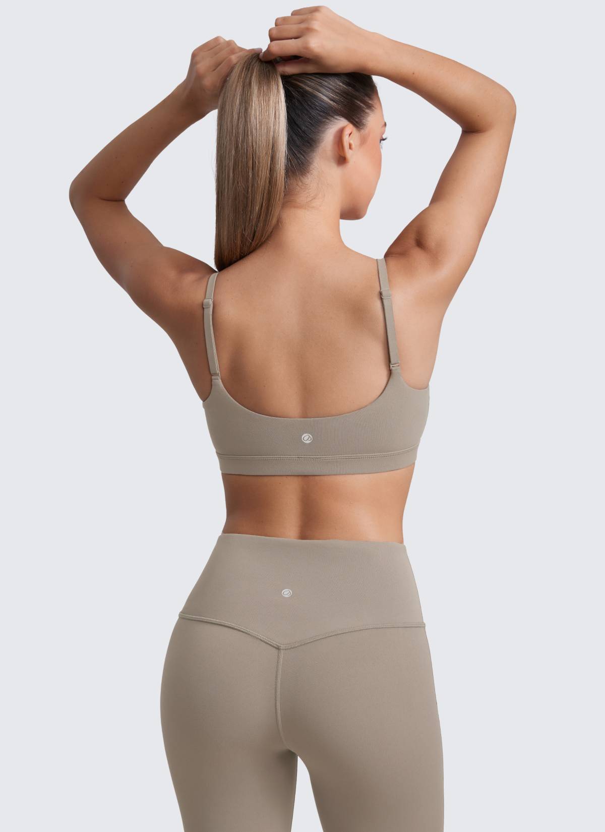 CRZ YOGA Womens Butterluxe Adjustable Spaghetti Strap Scoop Neck Bra Warm Ash Grey