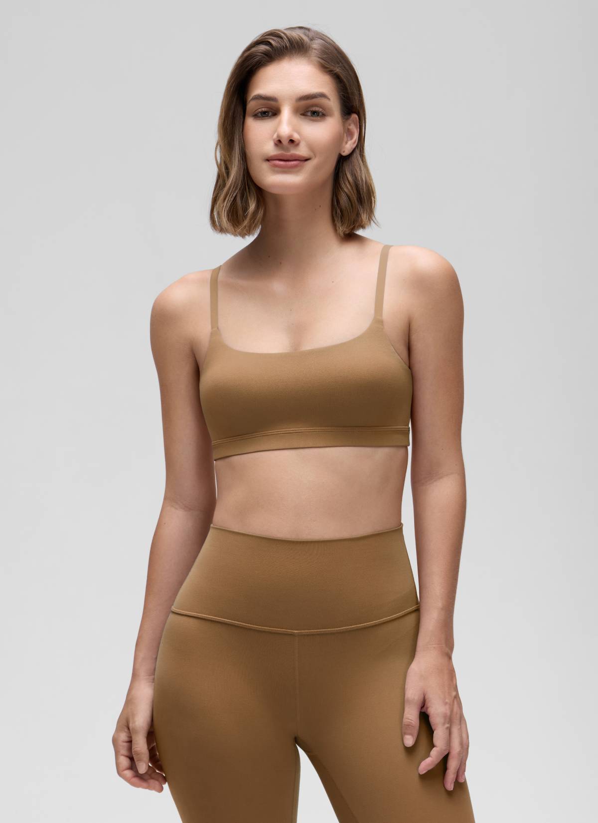 CRZ YOGA Womens Butterluxe Adjustable Spaghetti Strap Scoop Neck Bra Allspice